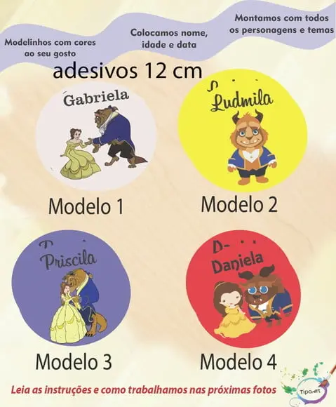 Adesivo 12 Cm-bela e a Fera