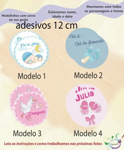 Adesivo 12 Cm-chá de Bebê