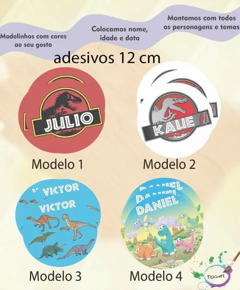 Adesivo 12 Cm-dinossauros