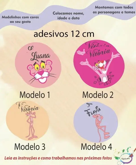 Adesivo 12 Cm-pantera Cor de Rosa