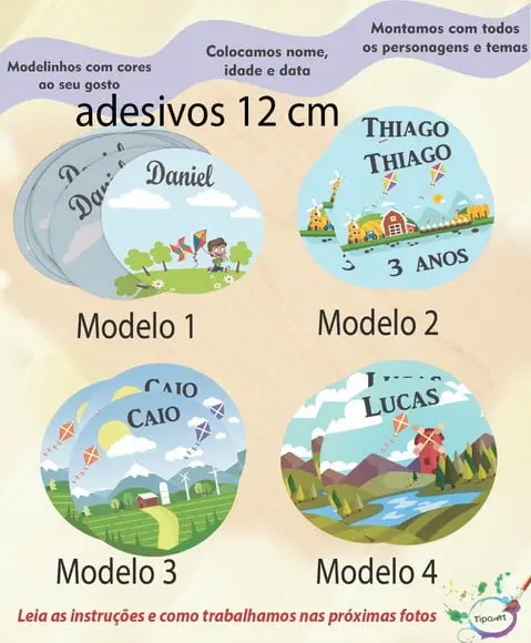 Adesivo 12 Cm-pipa e Catavento