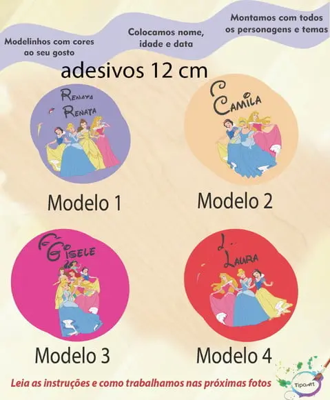 Adesivo 12 Cm-princesas