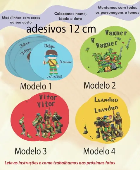 Adesivo 12 Cm-tartaruga Ninja