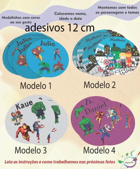 Adesivo 12 Cm-vingadores