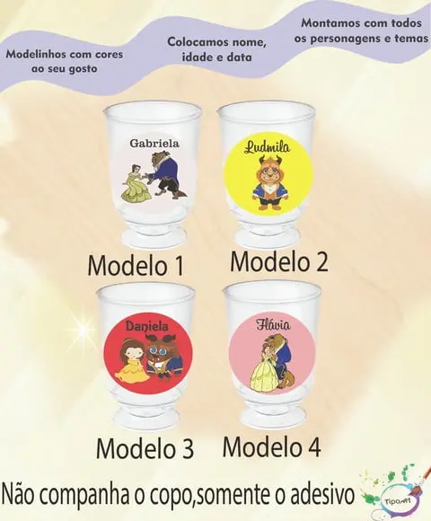 Adesivo 3,5 Cm-bela e a Fera