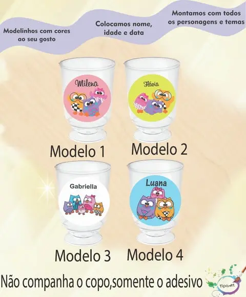 Adesivo 3,5 Cm-bubu e as Corujinhas