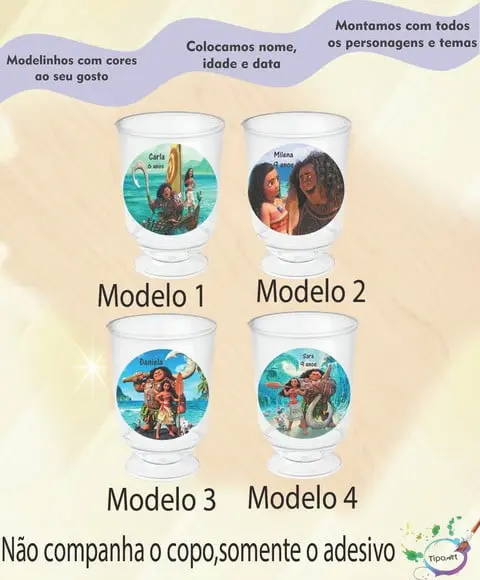 Adesivo 3,5 Cm-moana e Mauí