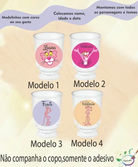 Adesivo 3,5 Cm-pantera Cor de Rosa