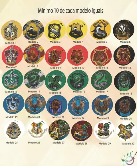 Adesivo 5 Cm- Brasões Hogwarts