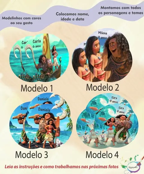 Adesivo 5 Cm- Moana e Mauí