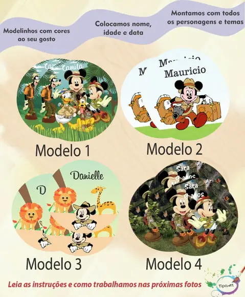 Adesivo 5 Cm- Mickey Safari