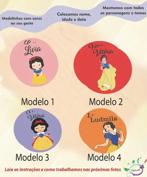 Adesivo 5 Cm-branca de Neve