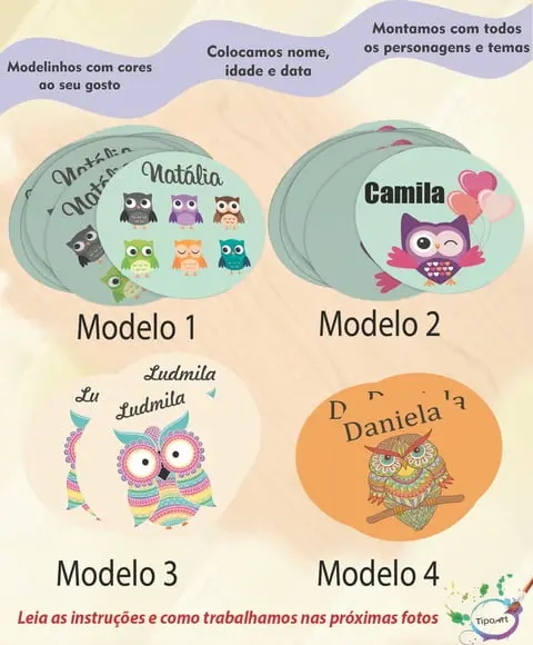 Adesivo 5 Cm-corujas