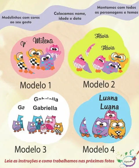 Adesivo 5 Cm-bubu e as Corujinhas