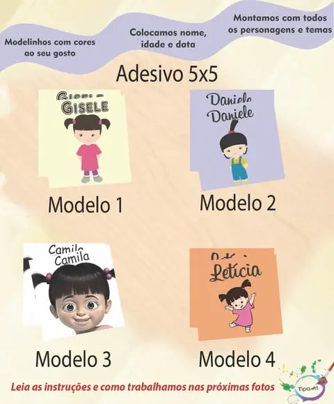 Adesivo 5x5 cm Quadradinho- Boo