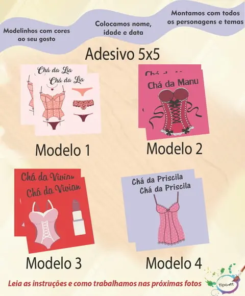 Adesivo 5x5 cm Quadradinho- Chá de Lingerie#2