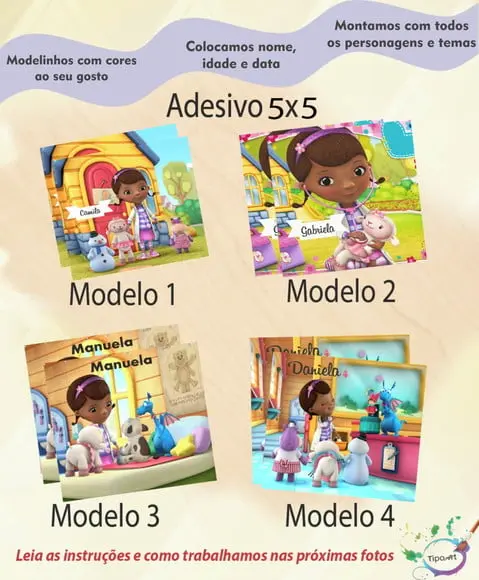 Adesivo 5x5 cm Quadradinho- Doutora Brinquedos