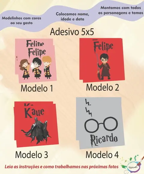 Adesivo 5x5 cm Quadradinho- Harry Potter