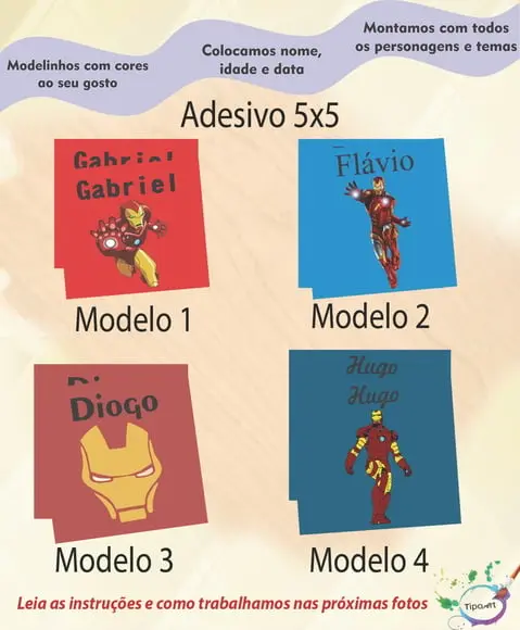 Adesivo 5x5 cm Quadradinho- Homem de Ferro