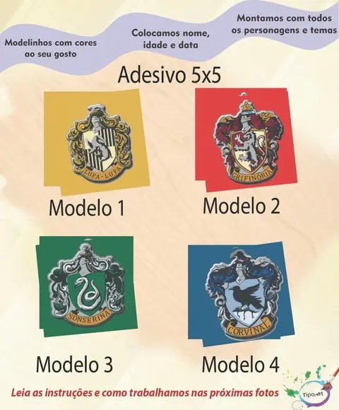 Adesivo 5x5 cm Quadradinho- Hogwarts