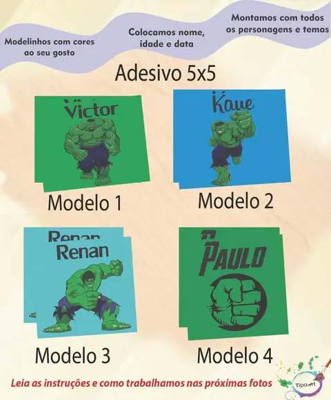 Adesivo 5x5 cm Quadradinho- Hulk