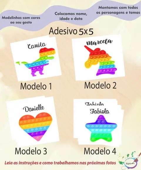 Adesivo 5x5 cm Quadradinho- Pop Fidget