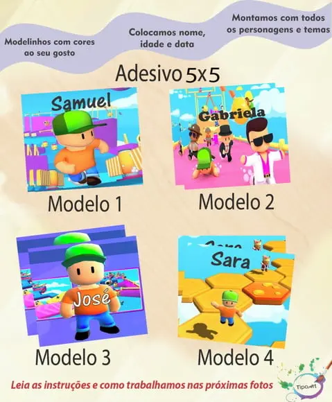Adesivo 5x5 cm Quadradinho- Stumble Guys