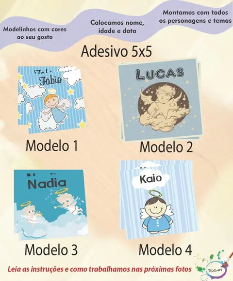 Adesivo 5x5 cm Quadradinho-batizado