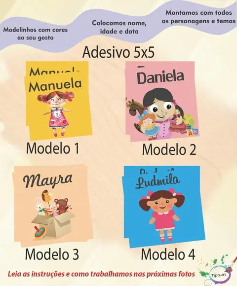 Adesivo 5x5 cm Quadradinho-boneca