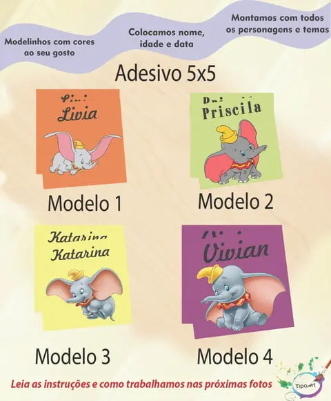 Adesivo 5x5 cm Quadradinho-dumbo