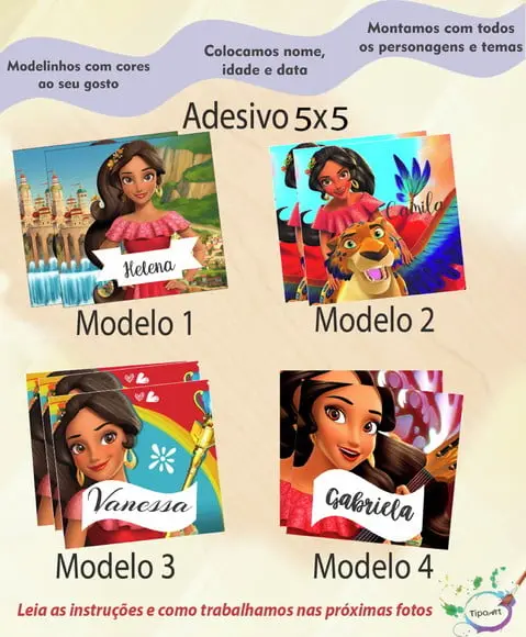 Adesivo 5x5 cm Quadradinho-elena de Avalor
