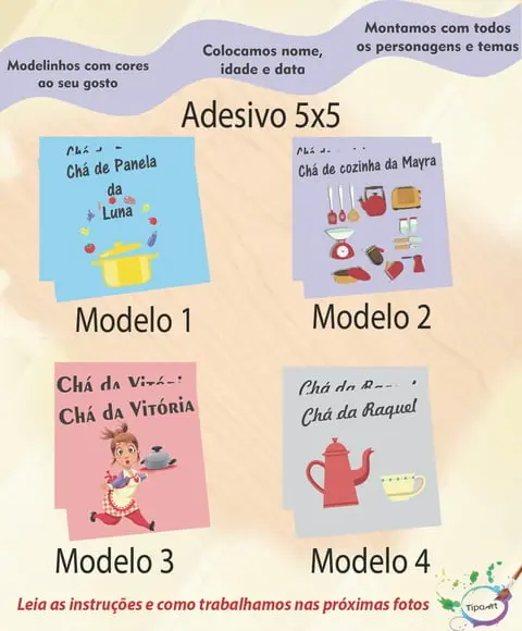 Adesivo 5x5 cm Quadradinho-chá de Cozinha
