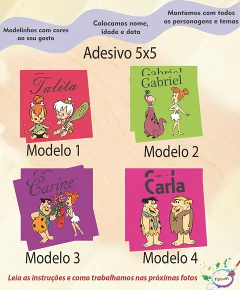Adesivo 5x5 cm Quadradinho-fred Flintstone