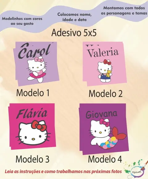 Adesivo 5x5 cm Quadradinho-hello Kitty