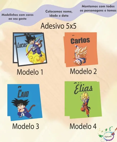 Adesivo 5x5 cm Quadradinho-goku