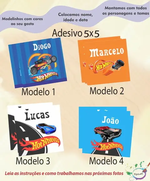 Adesivo 5x5 cm Quadradinho-hot Whells