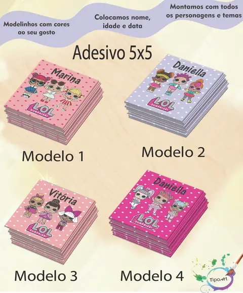 Adesivo 5x5 cm Quadradinho-lol Surprise