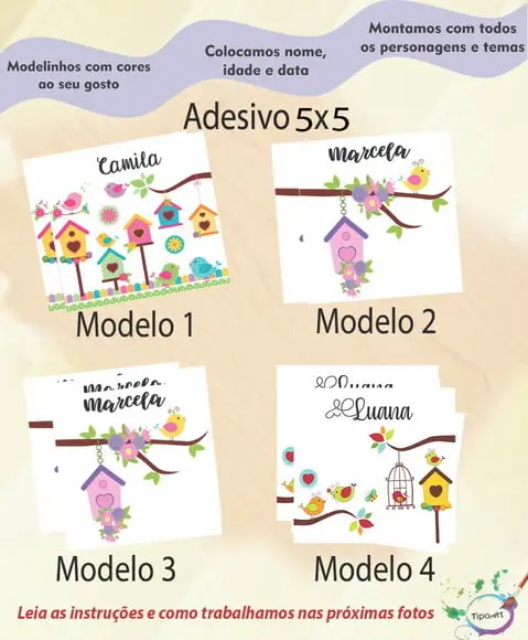 Adesivo 5x5 cm Quadradinho-jardim Encantado