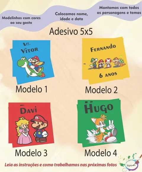 Adesivo 5x5 cm Quadradinho-mario Bros