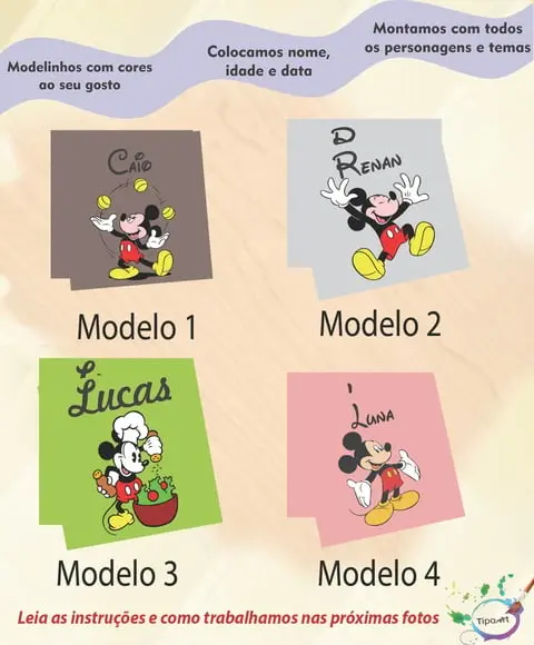 Adesivo 5x5 cm Quadradinho-mickey