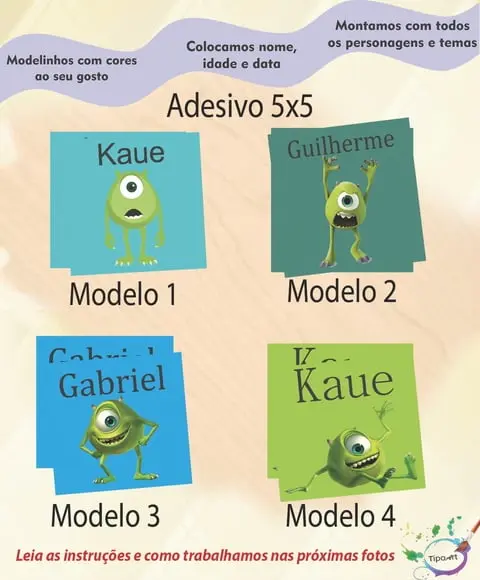 Adesivo 5x5 cm Quadradinho-mike Wazowski