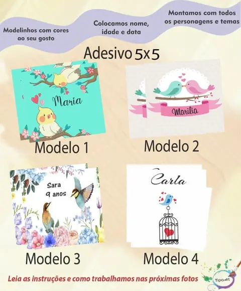 Adesivo 5x5 cm Quadradinho-passarinho