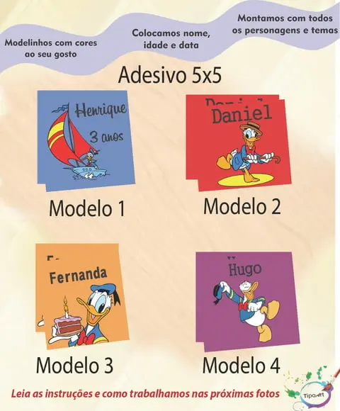 Adesivo 5x5 cm Quadradinho-pato Donald