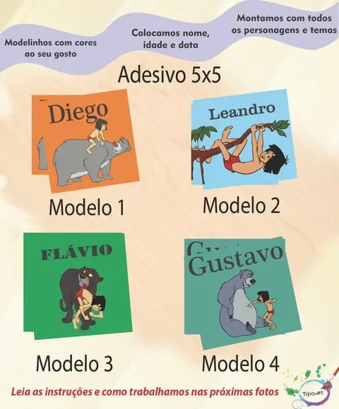 Adesivo 5x5 cm Quadradinho-mogli