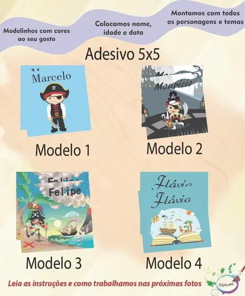 Adesivo 5x5 cm Quadradinho-pirata