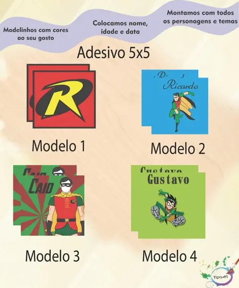Adesivo 5x5 cm Quadradinho-robin