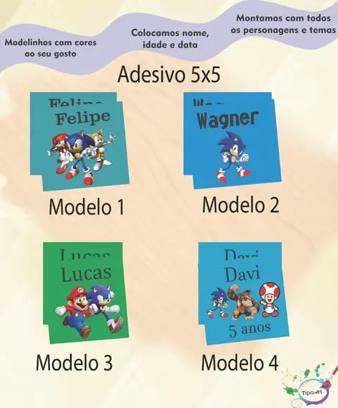 Adesivo 5x5 cm Quadradinho-sonic