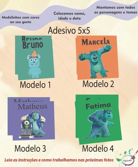 Adesivo 5x5 cm Quadradinho-sullivan