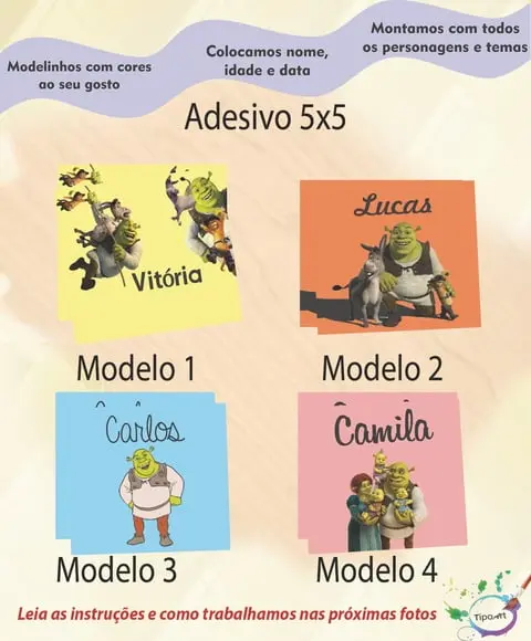 Adesivo 5x5 cm Quadradinho-shrek