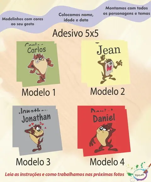 Adesivo 5x5 cm Quadradinho-taz Mania